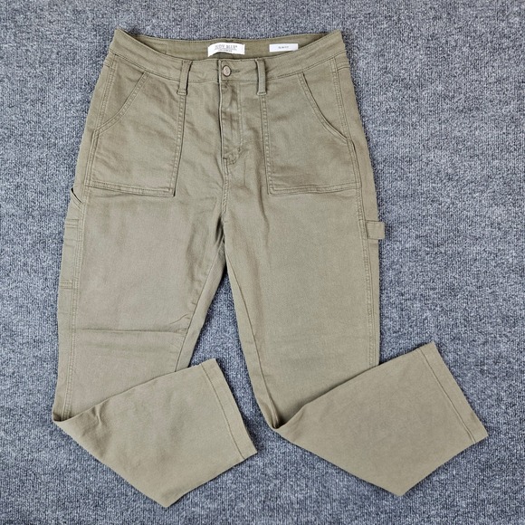 Judy Blue Slim Fit Utility Jeans Womens Size 11/30 High Rise Olive Green Stretch - Picture 1 of 9